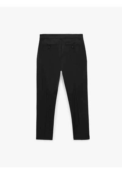 Koton Viskon Cepli Slim Fit Pileli Kumaş Pantolon Siyah 7wam40011hw