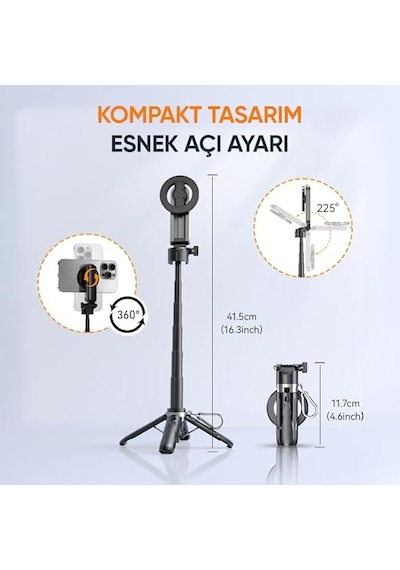 Katlanabilir Çok Fonksiyonlu Selfie Vlog Uzaktan Kumandalı 4 In 1 Ios Diğer