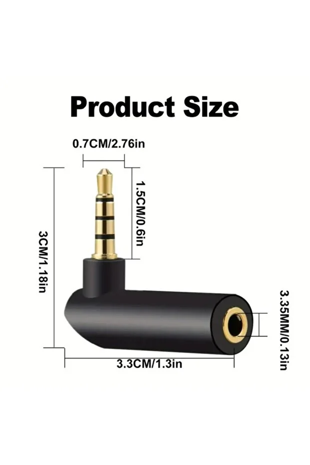 3.5mm Stereo L Aparat 4 Boğumlu 3.5 Mm Stereo 90 Derece Sağ Açılı Çevirici Jak Dişi Erkek