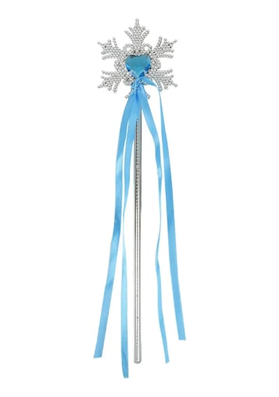 Kar Taneli Mavi Kalp Taşlı Saten Kurdeleli Karlar Ülkesi Elsa Asası Sopası 34 Cm Çok Renkli