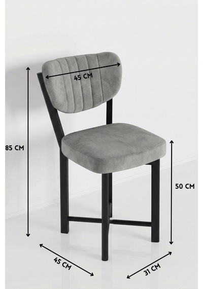 Sandalye 2 Adet Baby Face Kumaş Metal Ayak Modern Mutfak Sandalyesi Cafe Balkon Ofis Elma 9810 Gri Altın