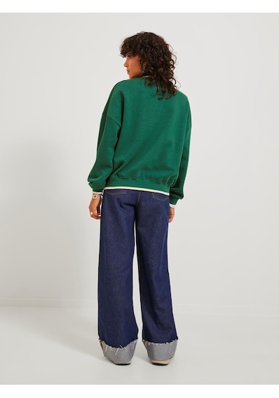 Jjxx Bisiklet Yaka Rahat Kesim Baskılı Yeşil Kadın Sweatshirt 12246744 Yeşil