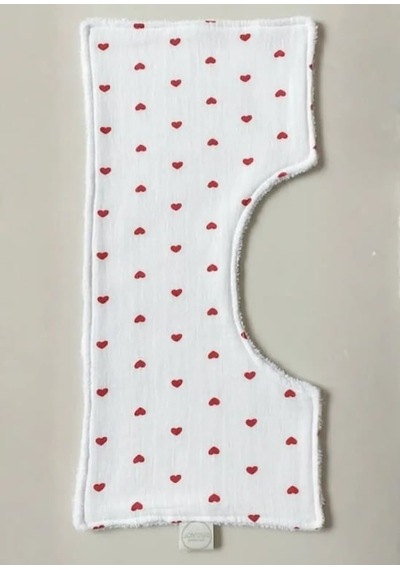 Joyous Mom & Kids Çift Taraflı Muslin Omuz Bezi Kalpli-beyaz 12'li Paket