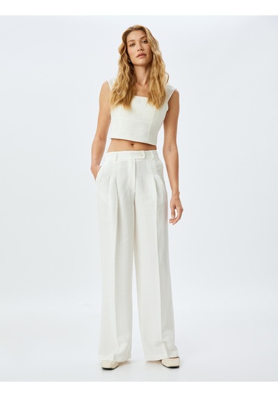 Koton Kare Yaka Kap Kol Keten Crop Top Undetermıned 5sak30003pw Çok Renkli