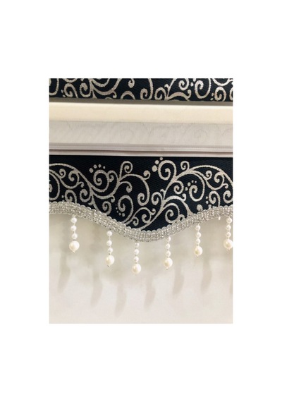 Gümüş Sim Detaylı Sarmaşık Desenli Boncuklu Zebra Stor Perde Siyah - 97209532 Siyah