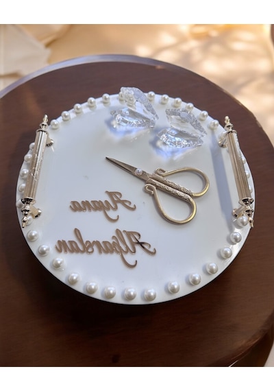 Ansel Gold İncili Söz Nişan Tepsisi Gold