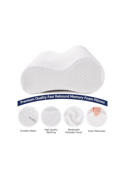 Ortopedik Yastık Visko 60x40cm Boyun Fıtığı Boyun Düzleşmesi Boyun Agrısı Desteklı Visko Ortopedik Beyaz