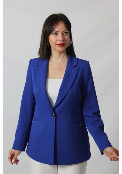 Moda Berray 1904 Saks Mavi Fermuarlı Cep Aksesuarlı Kadın Büyük Beden Blazer Ceket Saks Mavi Moda Berray 1904 Saks Mavi Fermuarlı Cep Aksesuarlı Kadın Büyük Beden Blazer Ceket Saks Mavi