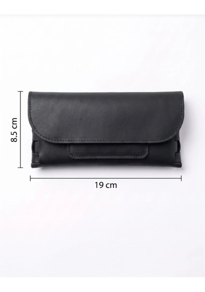 Vintage Leather Craft Hakiki Deri Erkek El Portföyü Siyah