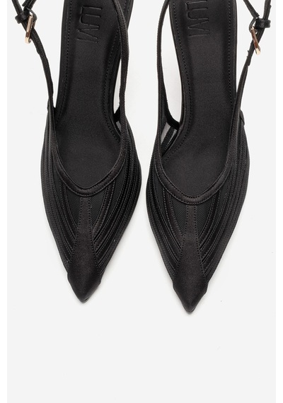 Luvishoes Fauna Siyah Saten Kadın Topuklu Ayakkabı Siyah