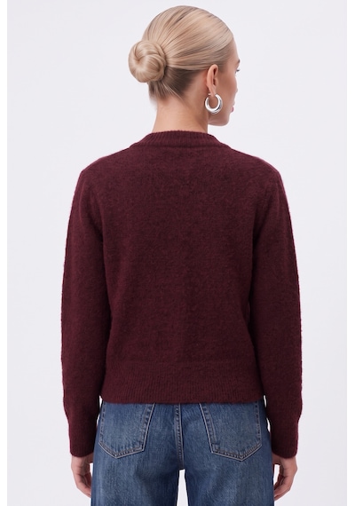 Ritnice Kadın Warm Soft Dokulu Basic Bordo Triko Hırka