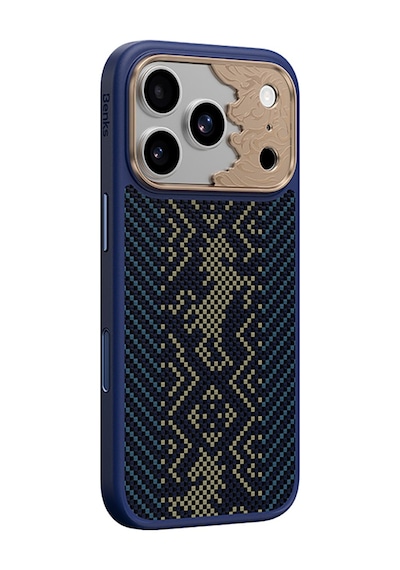 Apple iPhone Uyumlu 17 Pro Max Kılıf M-safe Şarj Özellik Karbon Fiber Benks Knight Armorpro Kevlar Kapak Lacivert
