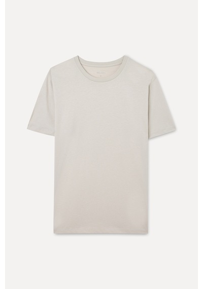 Mudo Erkek Erkek Taş Rengi Pamuklu Bisiklet Yaka T-shirt 1267100