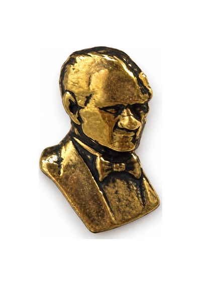 Atatürk Büst Figürlü Metal Yaka Rozeti Ceket Ve Takım Elbise Aksesuarı Gri