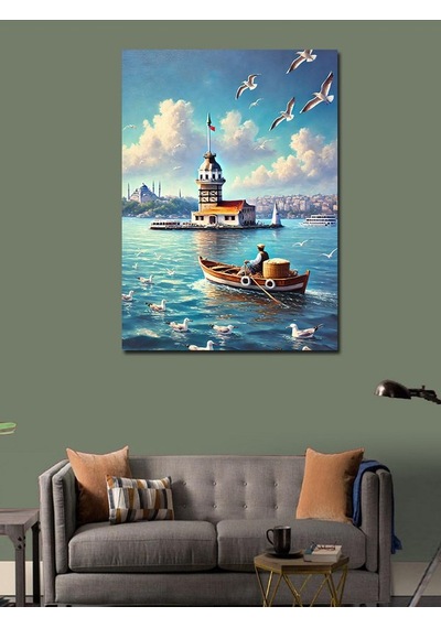 Kanvas Tablo Kız Kulesi Ve Sandal 50cmx70cm