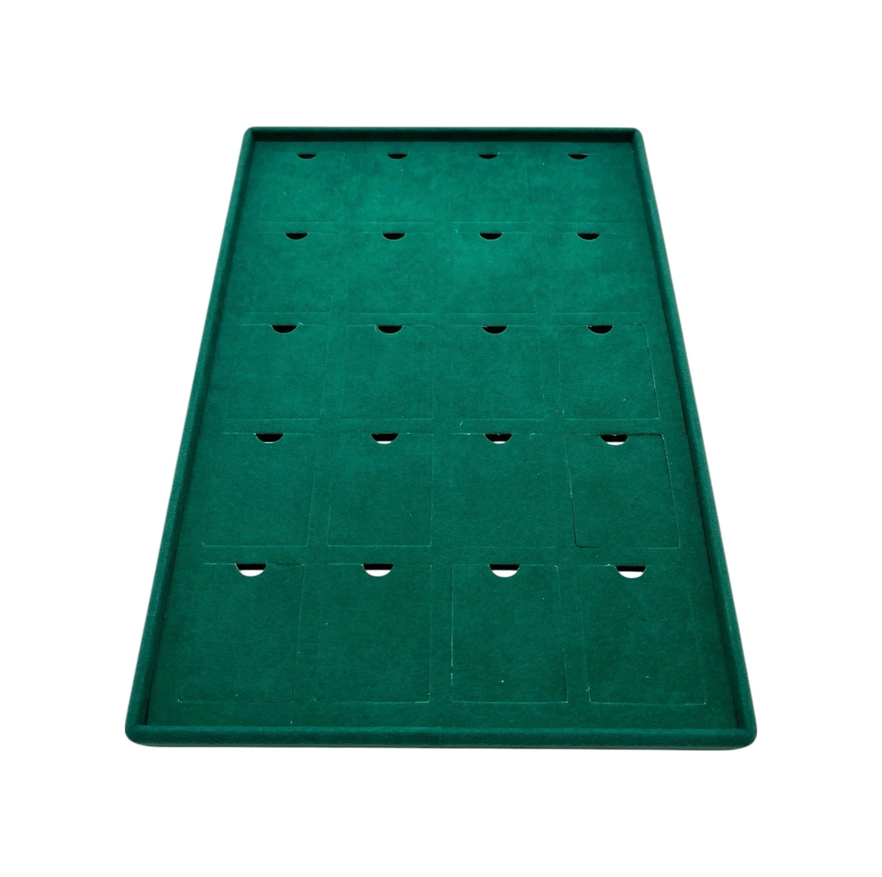Dikine Süet Kumaş Yeşil 34-24 Cm Ayaklı 20 Pedli Kolye Tabla Stand
