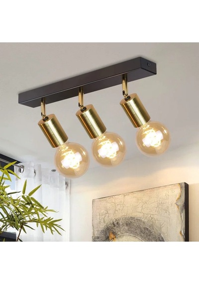 Rsylight Retro Metal Dekoratif 3 Lü Masa Üstü 180 Derece Hareketli Avize Siyah