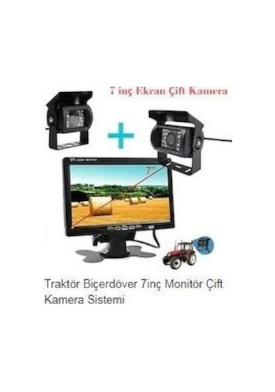 Traktör Biçerdöver 7Inç Monitör Çift Kamera Sistemi 7 Inş 20Metre