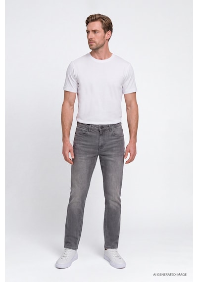 Ac&Co / Altınyıldız Classics Erkek Grı Pamuklu Comfort Fit Rahat Kesim 5 Cepli Esnek Rahat Jean Kot Denim Pantolon Gri