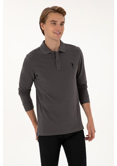 U.S. Polo Assn. Erkek Regular Fit Polo Yaka Gri Basic Sweatshirt 50307757-VR024