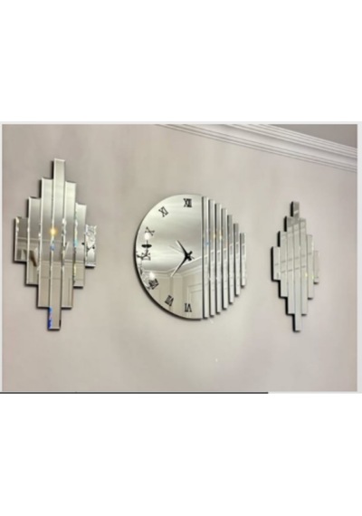Set03 Ritim Ay Duvar Saat Seti 70 Cm Çok Renkli