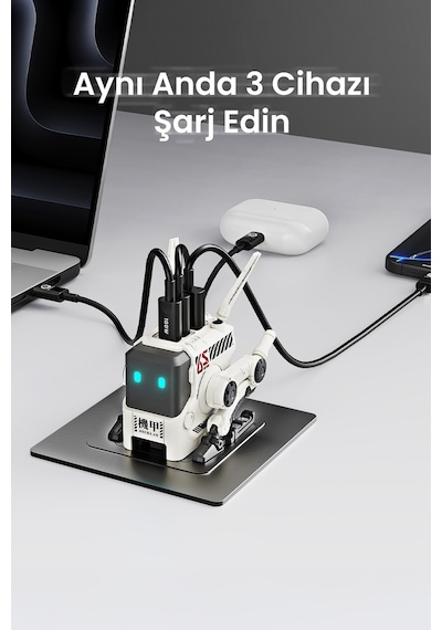 GravaStar Alpha65 Beyaz Robot Figürlü 65W Hızlı Şarj Adaptörü