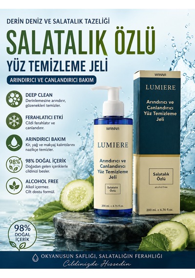 Wanna Lumiere Salatalık Özlü Arındırıcı ve Canlandırıcı Yüz Temizleme Jeli 200 ML