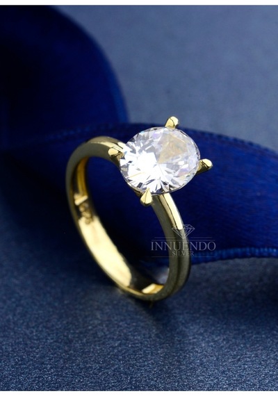 925 Ayar Gümüş 10x8 Mm 4 Karat Oval Tektaş Gümüş