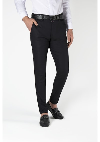 Terapi Men Erkek Siyah Slim Fit Italyan Dar Kalıp Keten Pantolon Siyah