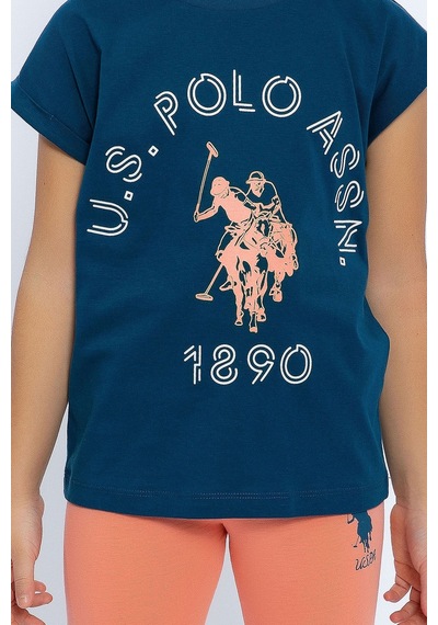 U.S. Polo Assn. Uzay Mavisi Kız Çocuk Kapri Tayt Takım 5274-29121 Mavi