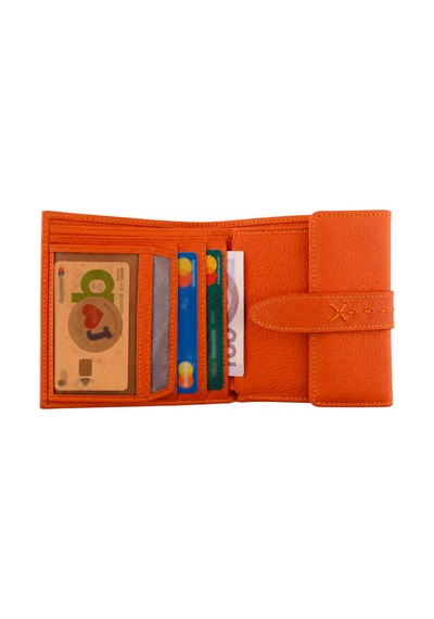 Alphaclub Bag Kadın Hakiki Deri Turuncu Renk Çıtçıtlı Kartlık Ve Cüzdan