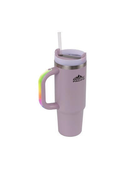 Led Işıklı Kulplu Pipetli Termos - 900 Ml Mor