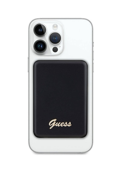 Guess Lisanslı Magsafe Şarj Özellikli Metal Yazı Logolu Powerbank 5000mah 15w Siyah