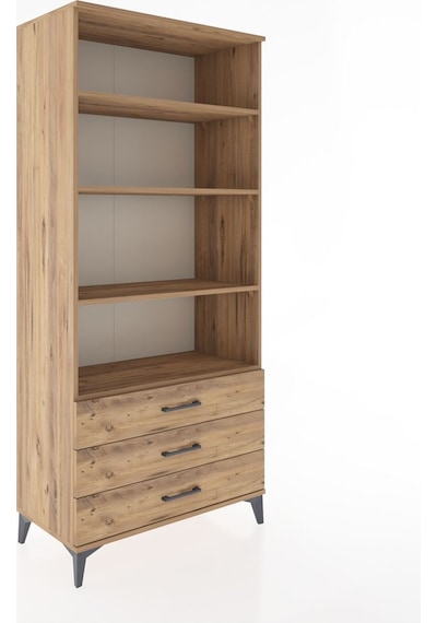 Hyperion Dolap 4 Raflı 3 Çekmeceli 88x44x195 Çam-çam Çam