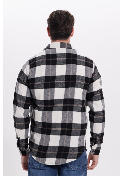 Tudors Erkek Slim Fit Dar Kesim Kareli Kışlık Oduncu Gömlek-42222 Beyaz