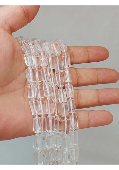 Bileklik Boy Kristal Kuvars Taşı 6.5x12mm Yarım Dizi 49918 18cm Uzunluğundadır Çok Renkli