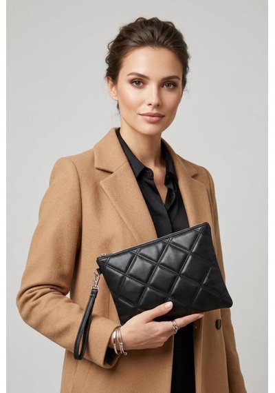 Estrella Paris Lavita Portföy & Clutch Çanta Çıkarılabilir Bileklik Askılı Siyah 25 X 19 Cm