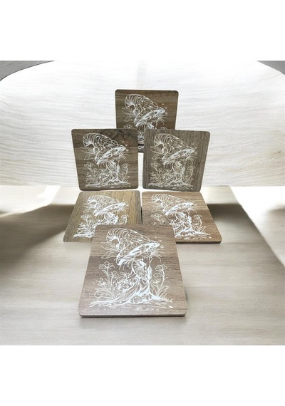 6 Lı Mdf Bardak Altlığı Dekoratif Ecceca1009 Karışık