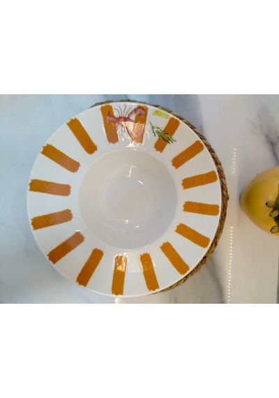Padova Makarna Tabağı 29 Cm Beyaz - Turuncu