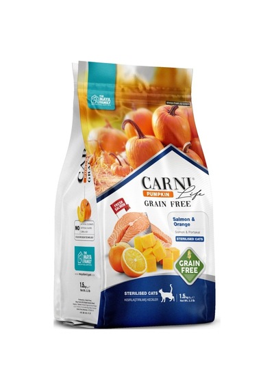 Carni Life Tahılsız Pumpkin Adult Sterilised Somonlu & Portakallı Kısırlaştırılmış Yetişkin Kedi Maması 1,5 Kg