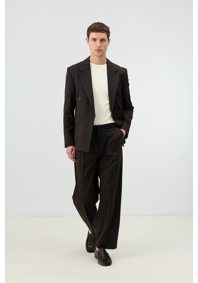 Antioch Relaxed Kruvaze Erkek Blazer Ceket Kahve