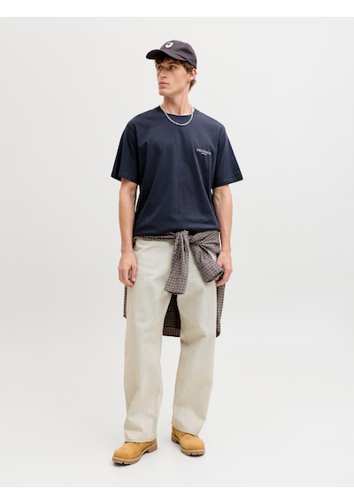 Jack & Jones Montauk Allover Print Erkek Lacivert Tişört 12292148-ogy