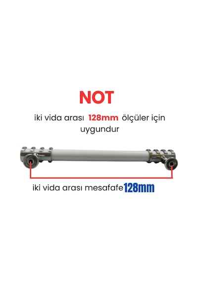 4 Adet Halka Boru Kroma Beyaz Metal Mobilya Kulpu 128mm Beyaz - Krom