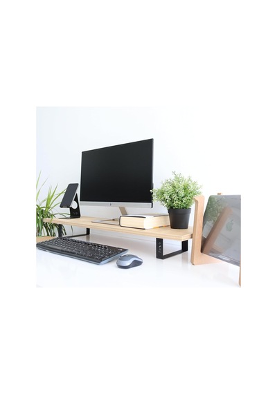 Hansdo Dual Monitör Standı İkili Monitör Standı Monitör Yükseltici Mdf Lam Safir Meşe