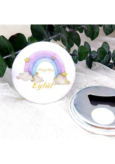 Morlu Gökkuşağı Kız Bebek Açacak Magnet Hediyelik 15 Adet