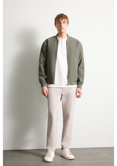 Defacto Slim Fit Bomber Yaka Fermuarlı Mont H1540ax26aukh398 Haki-kh398