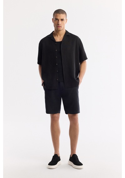 Avva Erkek Siyah Apaj Yaka %100 Keten Kısa Kollu Oversize Fit Gömlek A51y2209 Avva Erkek Siyah Apaj Yaka %100 Keten Kısa Kollu Oversize Fit Gömlek A51y2209