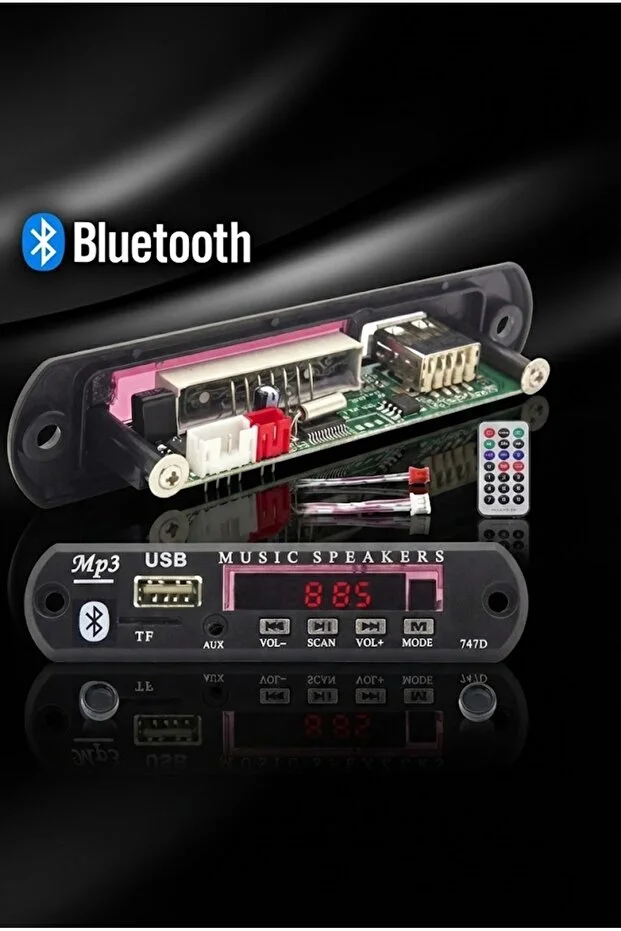 Yeni 2026 Bluetoothlu Araç Oto Teyp Aux Usb Sd Mikrofonlu Dönüştürücü Çevirici Mp3 Modülü Board Kart