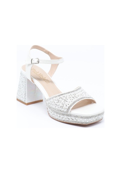 Nesil Shoes Carel 109 Sedef Taşlı Platform Kadın Sandalet