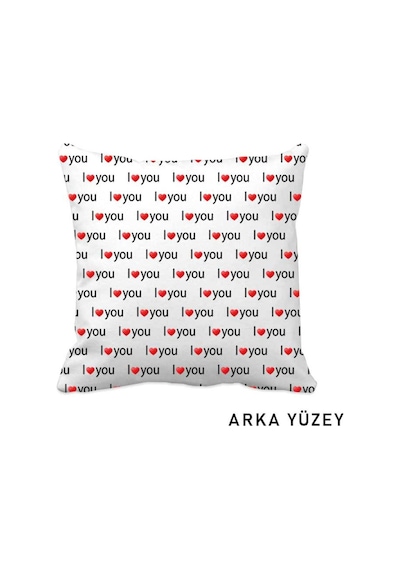 Kişiye Özel Sevgililer Karikatürlü I Love You Kalp Desenli Dekora (529484604)